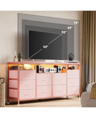 63.3 Inch Black Dresser for Bedroom, 10 Drawer Dresser TV Stand