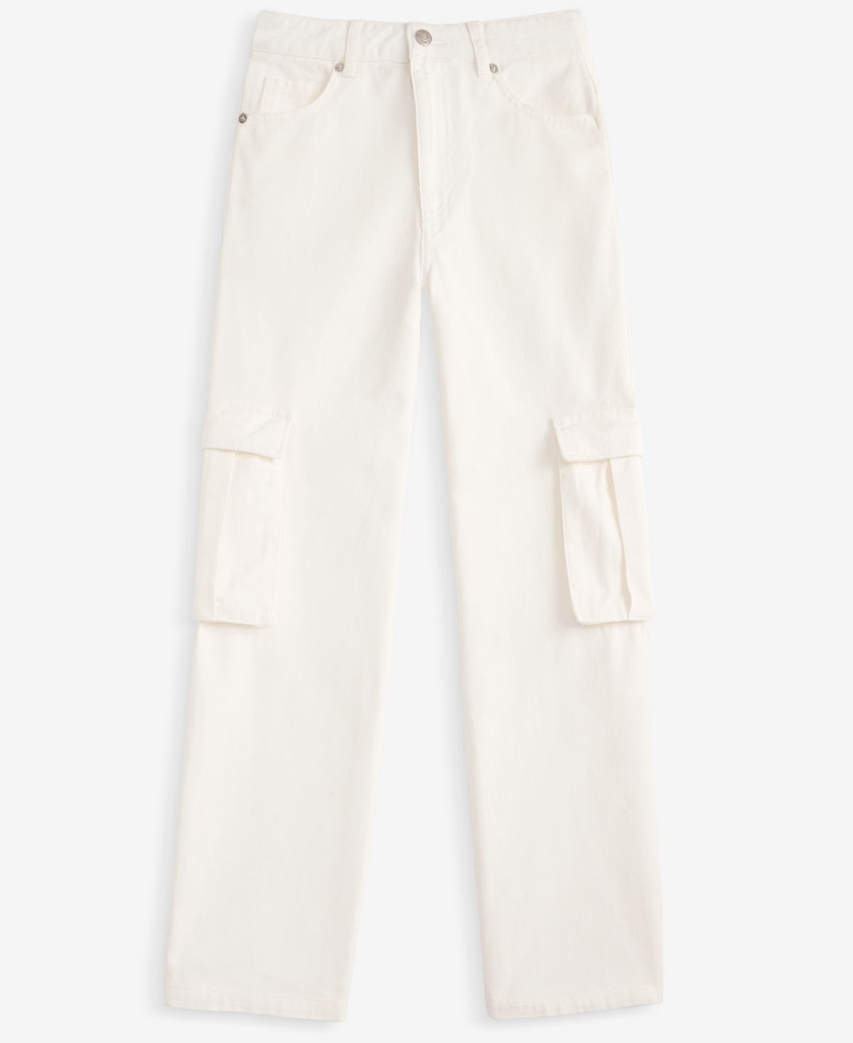 With Jules Big Girls Cotton Wide-leg Cargo Jeans In White