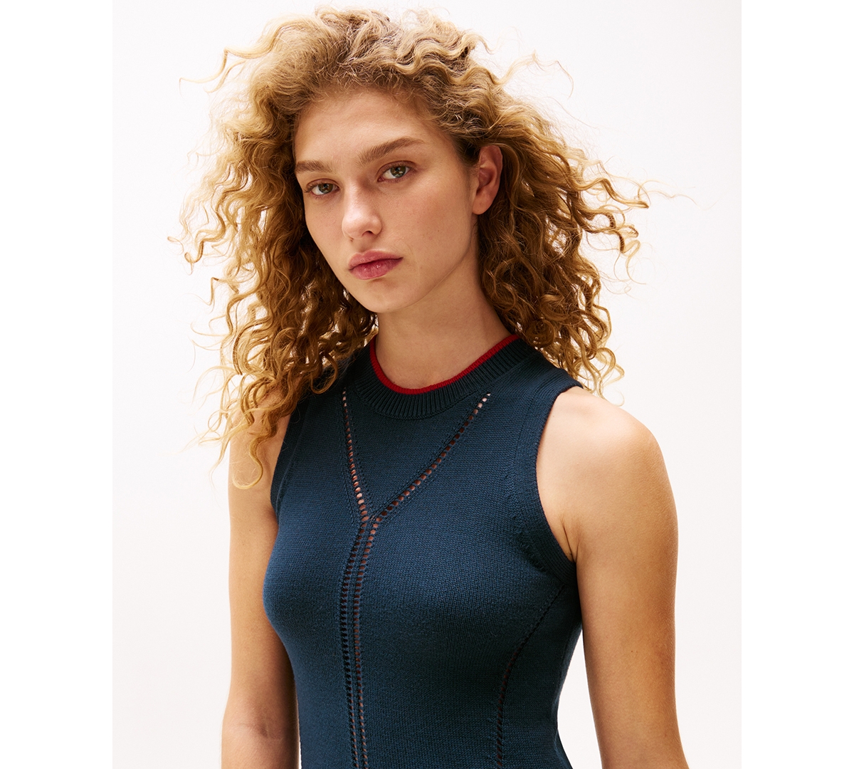 Tommy Hilfiger Sofia For Tommy Lattice Maxi Dress In Dark Night Navy