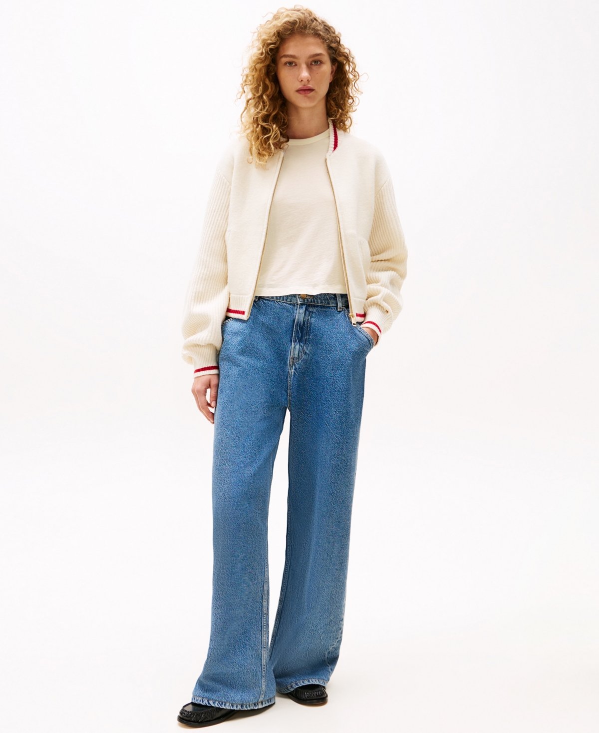x Sofia Richie Grainge Women's Knit Zip-Front Varsity Sweater - Calico