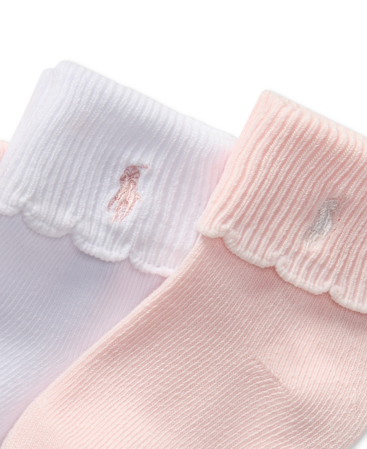 Polo Ralph Lauren Baby Girls Polo Baby Scallop Turn-cuff Socks, 3 Pack In Pink