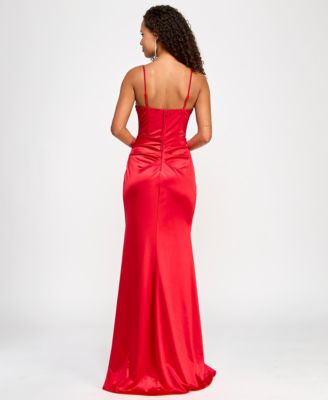 B Darlin Juniors' Satin Rhinestone Corset Gown, Created for Macy's