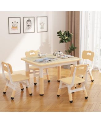 5-Piece Adjustable Multi-Activity Ergonomic Kids Table and Chair Set with Non-Slip Design