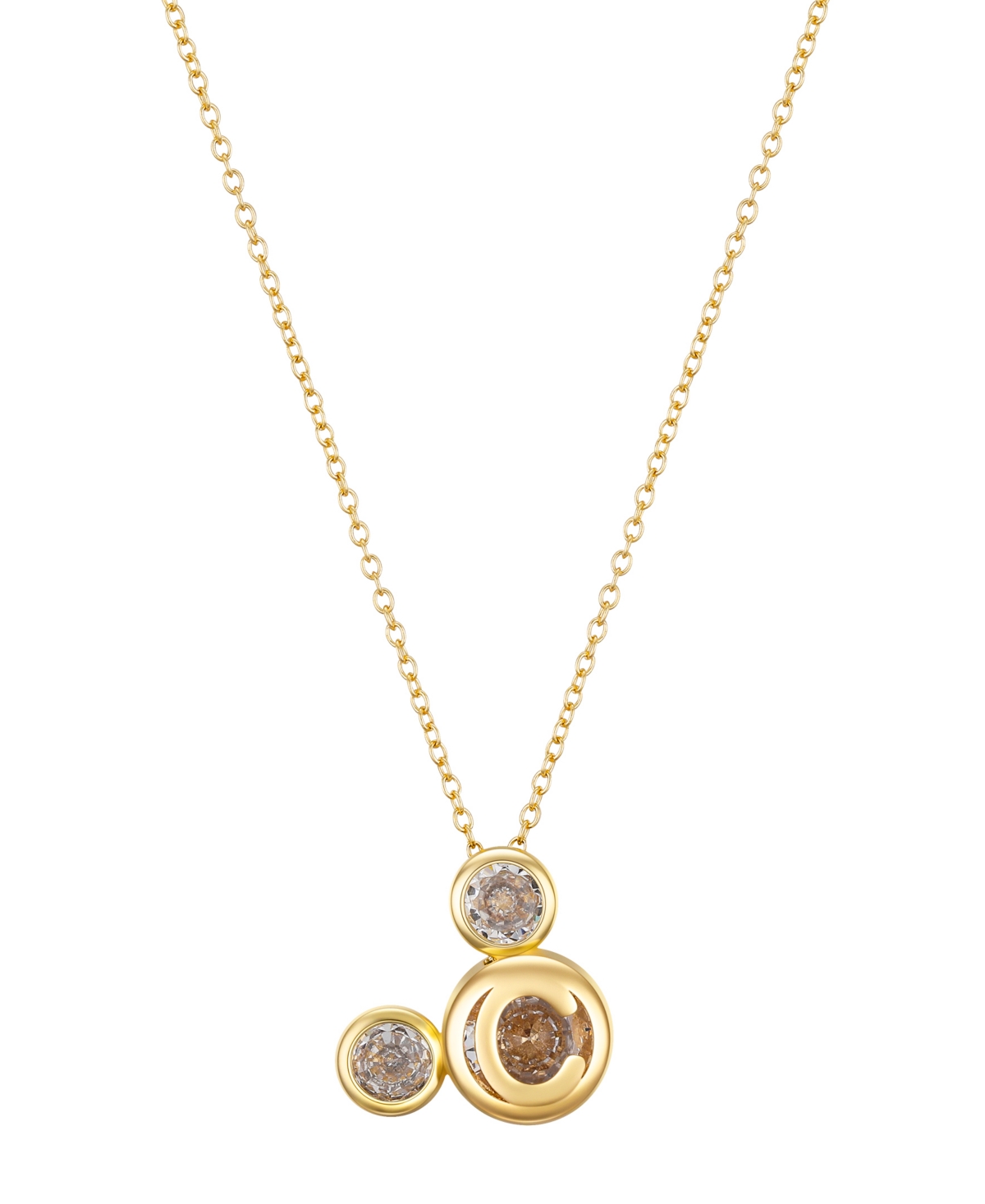 Disney Cubic Zirconia Mickey Mouse Dream Initial Pendant Necklace In Gold-c