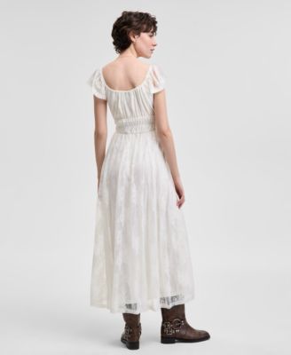 Women's Scoop-Neck Ruffle-Sleeve Maxi Lace Dress, Created for Macy's 
