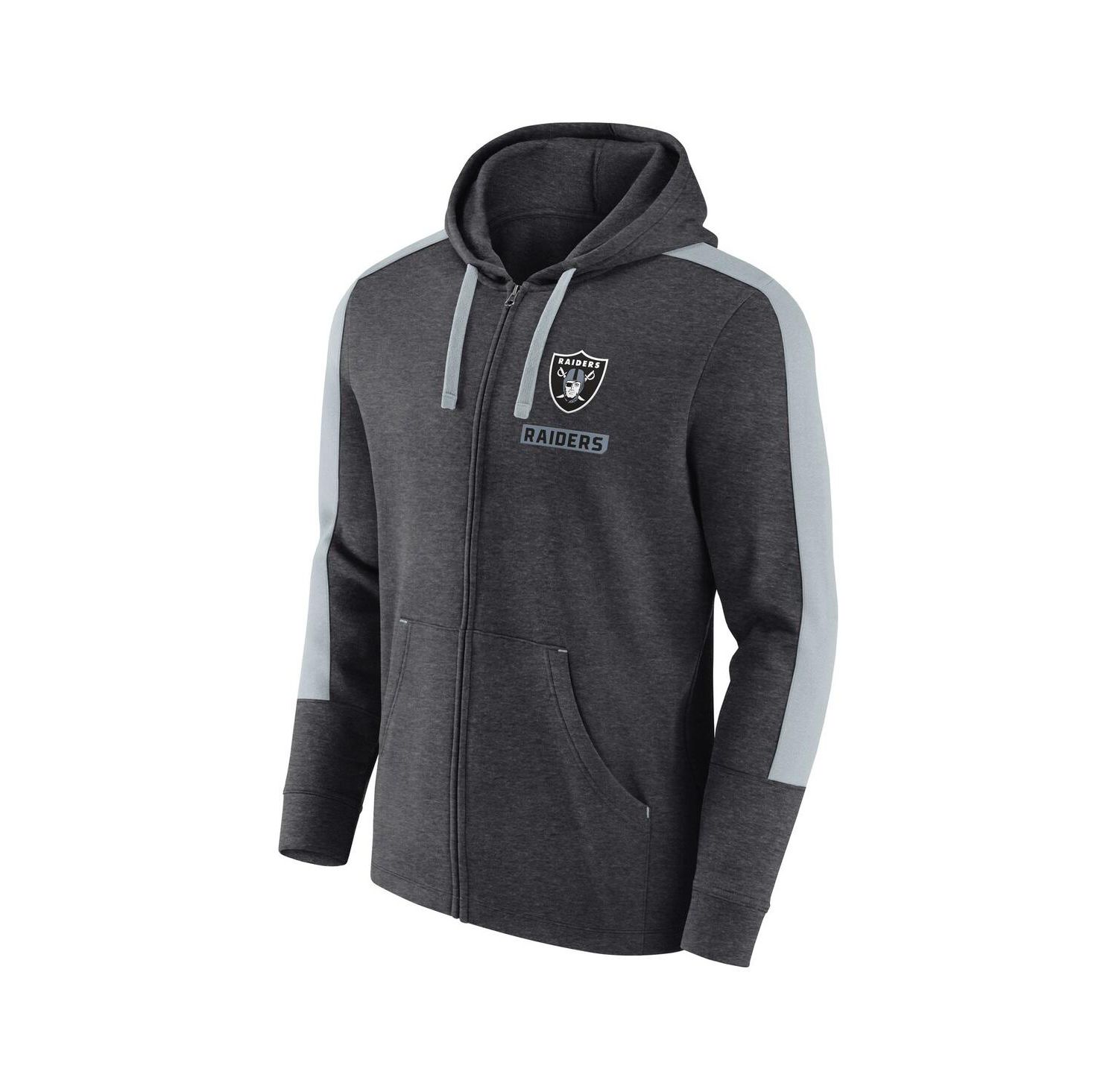 Men's Heather Charcoal Las Vegas Raiders Gains Full-Zip Hoodie