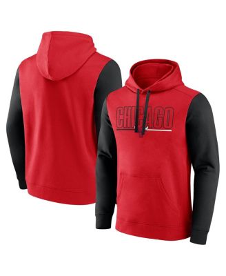 Logo Athletic - Men's Red Chicago Bulls Outline Colorblock Pullover Hoodie
