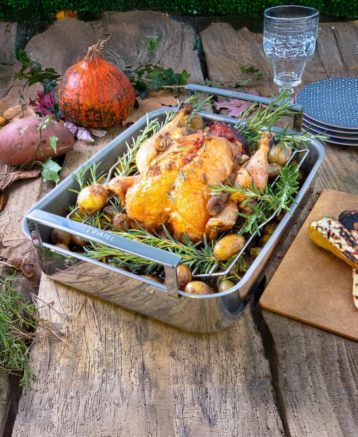 Cristel Large 3-ply Stainless Steel Roaster With Rack In No Color