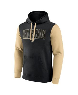 Men's Black/Gold New Orleans Saints Outline Pullover Hoodie