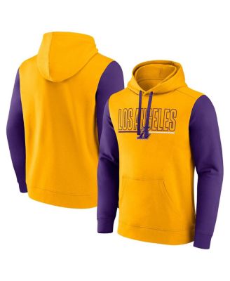 Logo Athletic - Men's Gold Los Angeles Lakers Outline Colorblock Pullover Hoodie