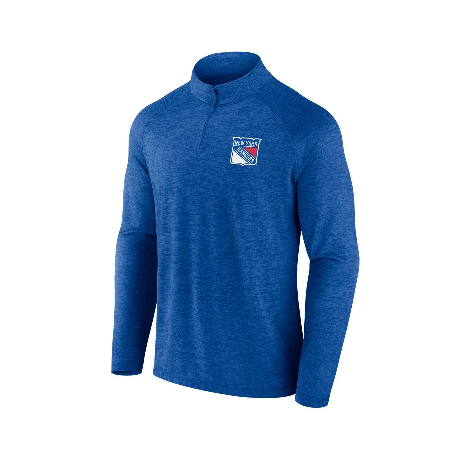 Men's Blue New York Rangers Head-to-Head Raglan Quarter-Zip Top