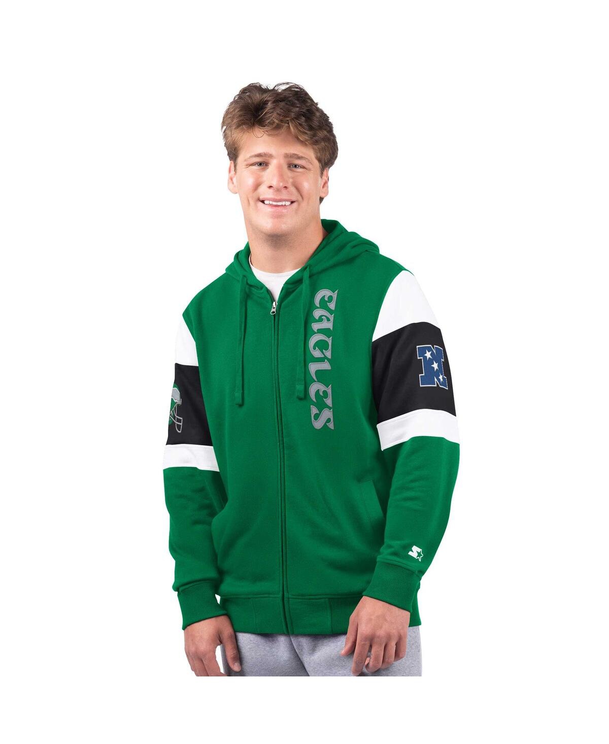 Men's Kelly Green Philadelphia Eagles Extreme Vintage Logo Full-Zip Hoodie - Green, Black