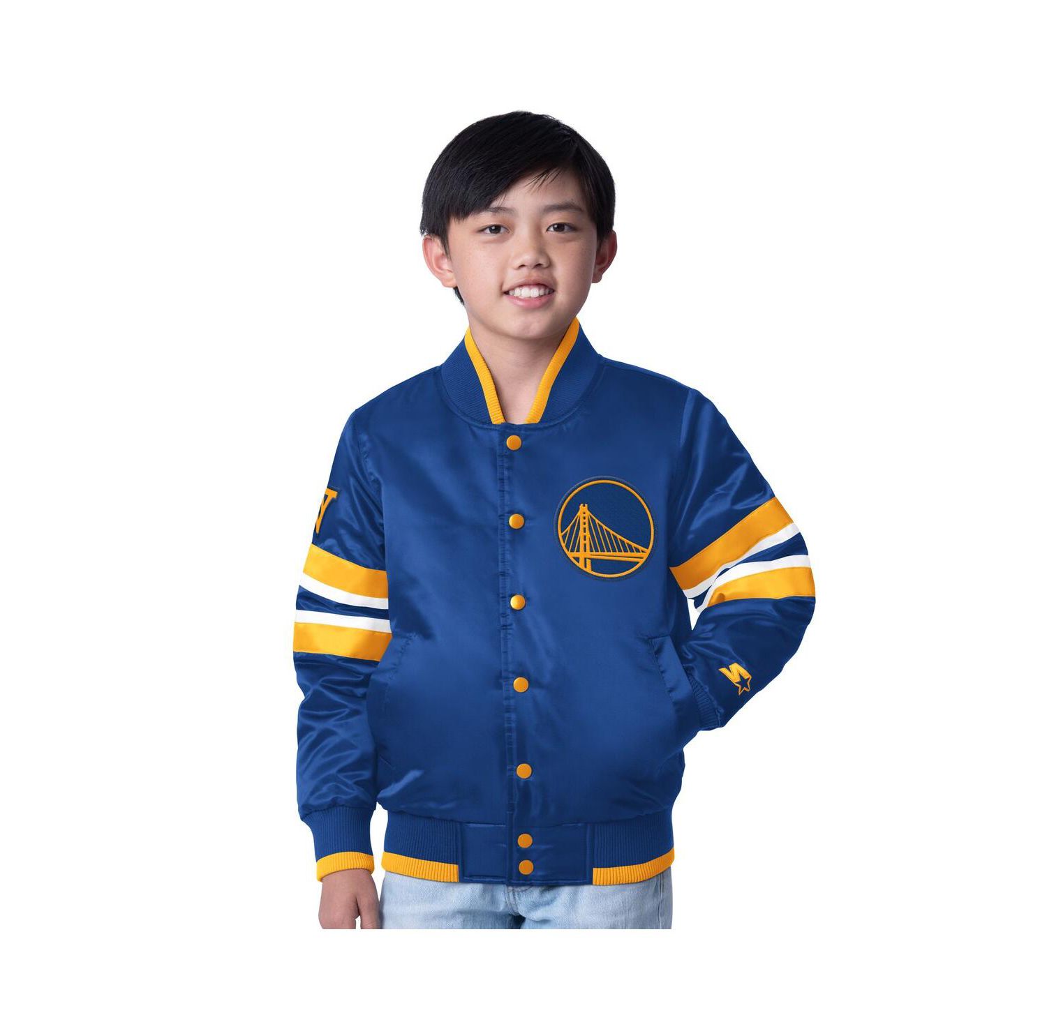 Big Boys and Girls Royal Golden State Warriors Scout Varsity Full-Snap Jacket