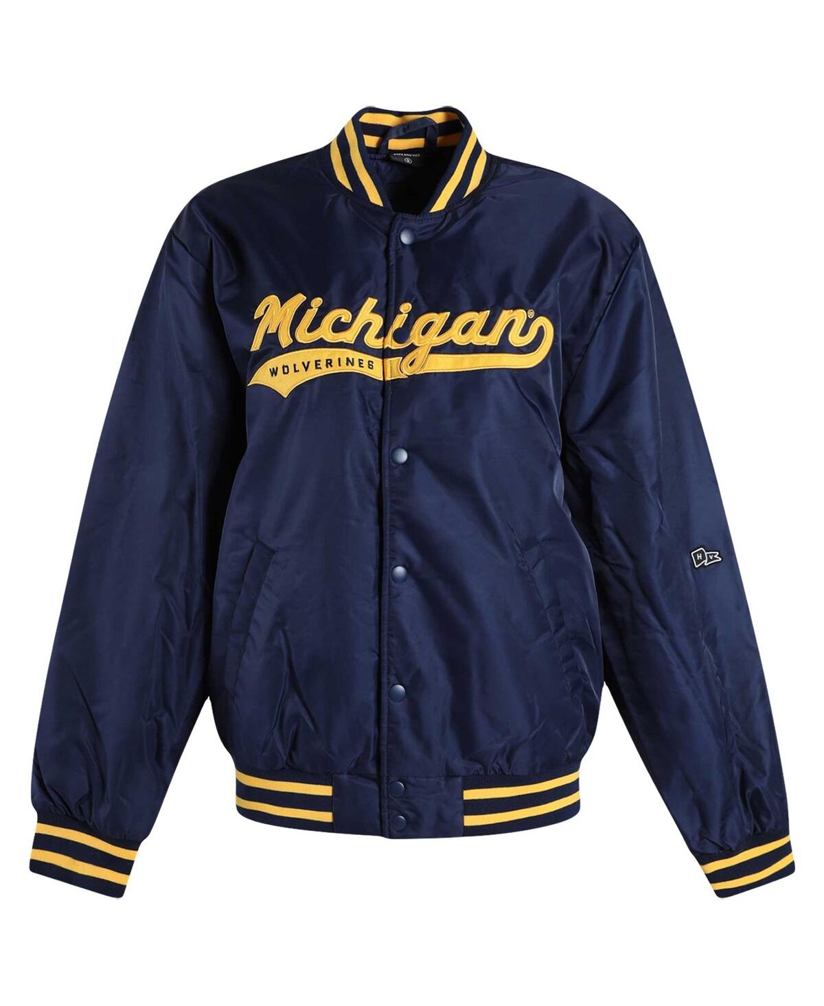 Hype And Vice Navy Michigan Wolverines A-game Varsity Full-snap Jacket In Navy
