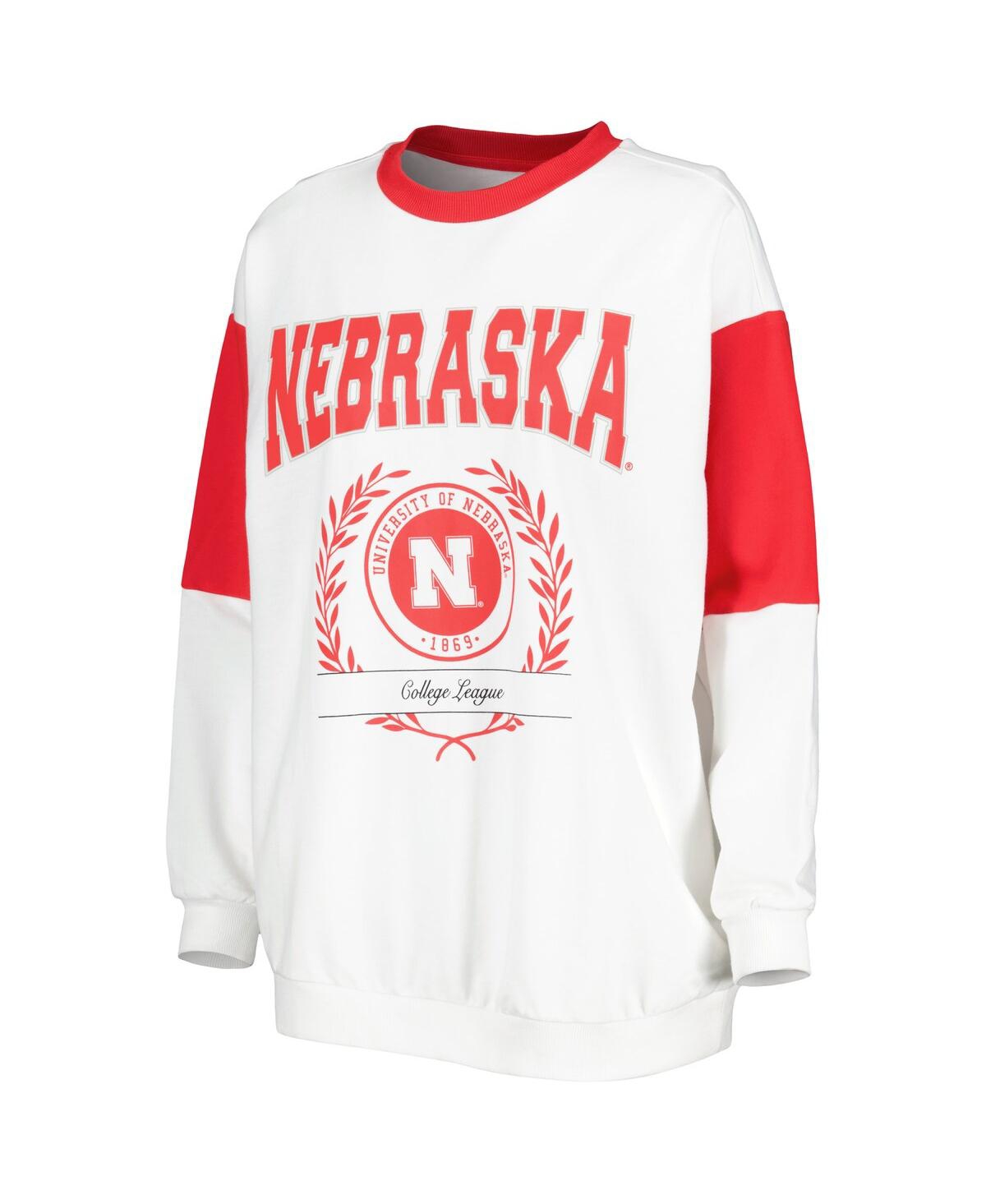 Gameday Couture Women's White/scarlet Nebraska Huskers It's A Vibe Dolman Pullover Sweatshirt In White,scarlet