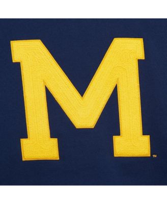 Men's Navy Michigan Wolverines Chain stich Fleece Pullover Hoodie