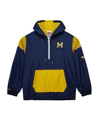 Men's Navy Michigan Wolverines Anorak Vintage Logo Half-Zip Hoodie Jacket