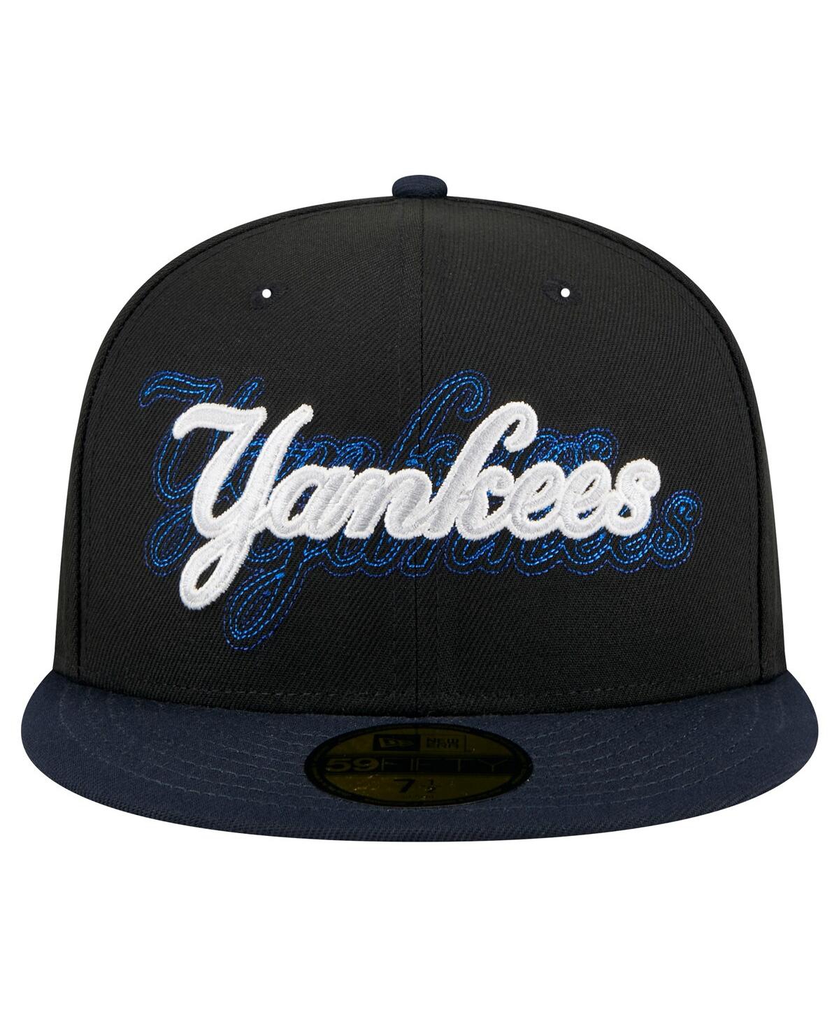 New Era Men's Black New York Yankees Shadow Stitch 59fifty Fitted Hat In Black