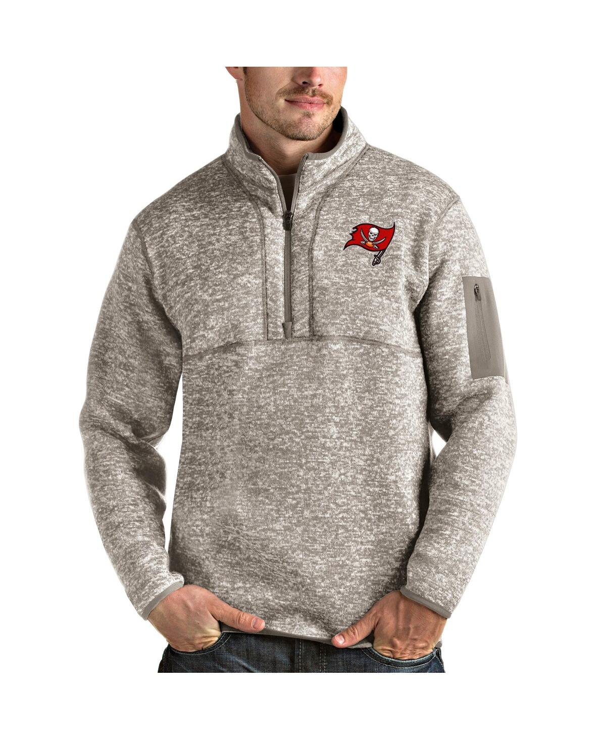 Men's Oatmeal Tampa Bay Buccaneers Fortune Quarter-Zip Pullover Jacket - Oatmeal