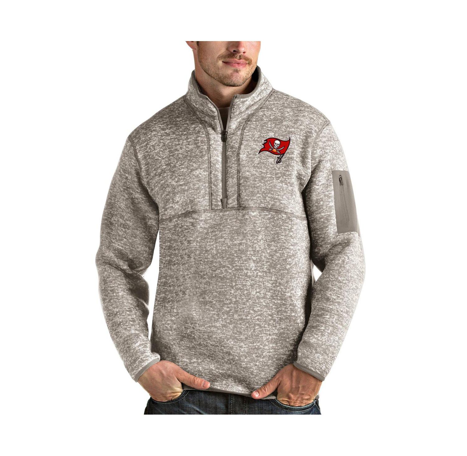 Men's Oatmeal Tampa Bay Buccaneers Fortune Quarter-Zip Pullover Jacket
