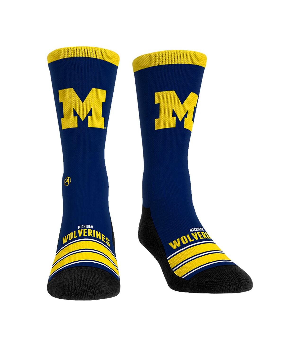 Shop Rock 'em Rock Em' Men's And Women's Michigan Wolverines Gametime Stripeâ Crew Socks In Navy