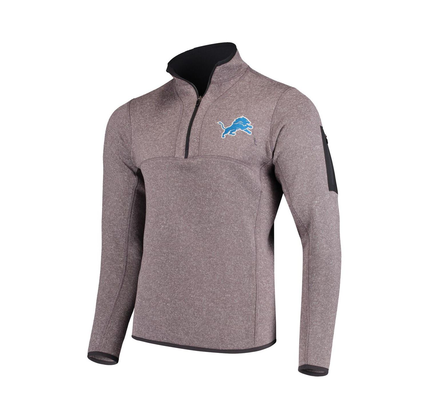 Men's Charcoal Detroit Lions Fortune Quarter-Zip Pullover Jacket