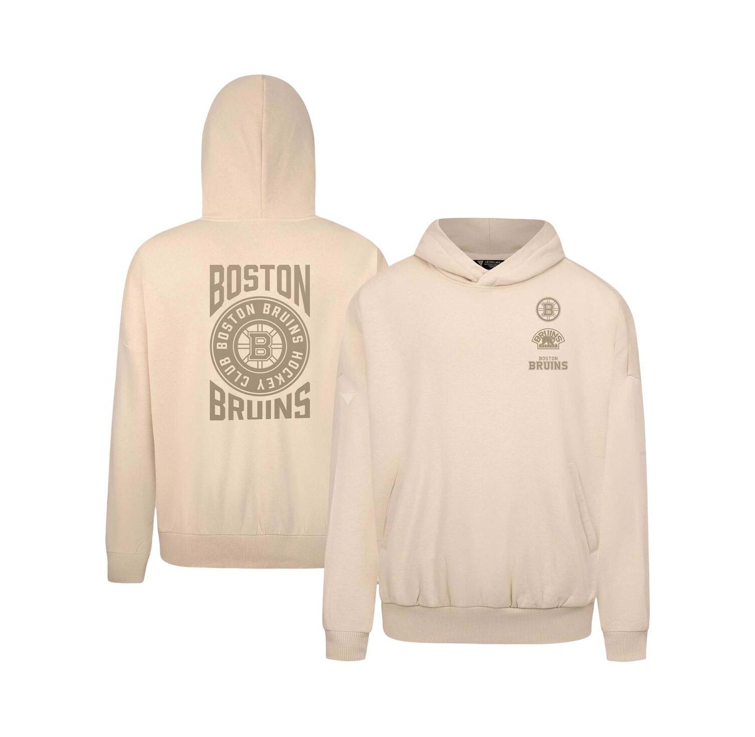 Men's Cream Boston Bruins Contact Stamp Pullover Hoodie