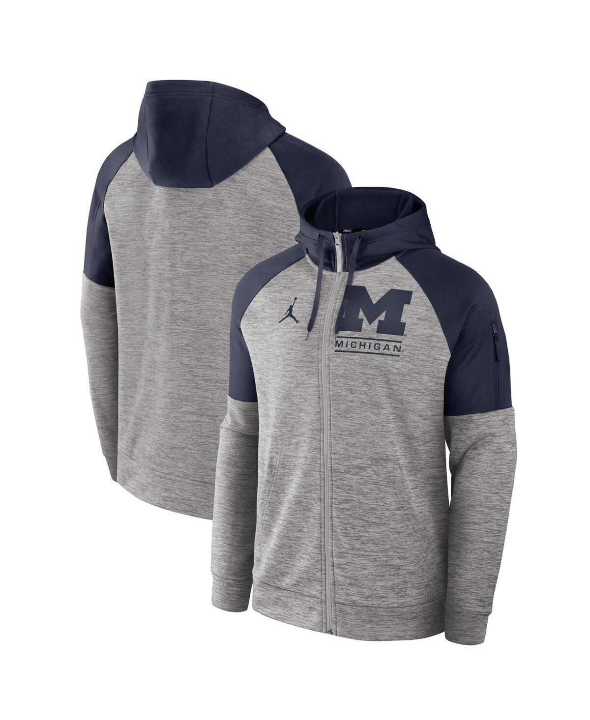 Men's Heather Gray Michigan Wolverines Fitness RaglanÂ Performance Full-Zip Hoodie - Heather Gray