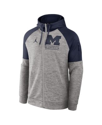 Men's Heather Gray Michigan Wolverines Fitness Raglan&nbsp;Performance Full-Zip Hoodie