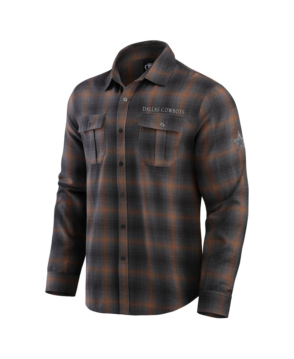 Fanatics Men's Charcoal/tan Dallas Cowboys Classic Flannel Long Sleeve Button-up Shirt In Charcoal