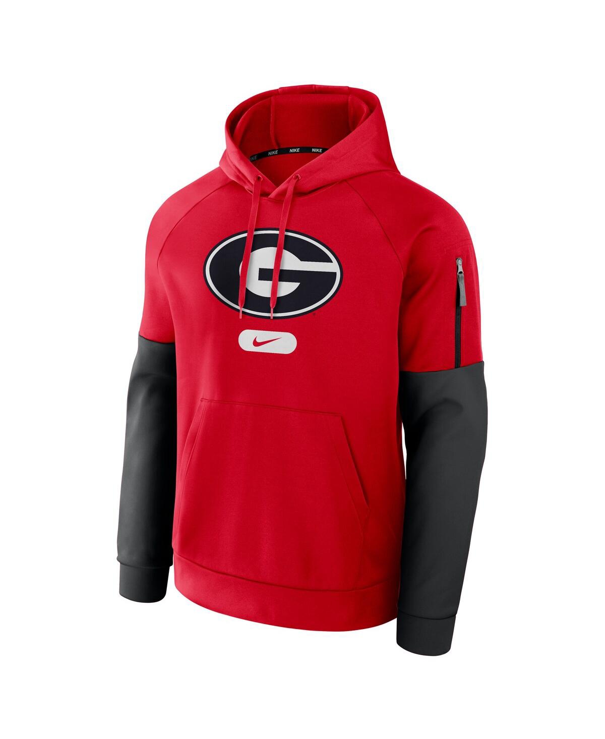 NIKE MEN'S RED GEORGIA BULLDOGS FITNESS RAGLAN PERFORMANCE PULLOVER HOODIE