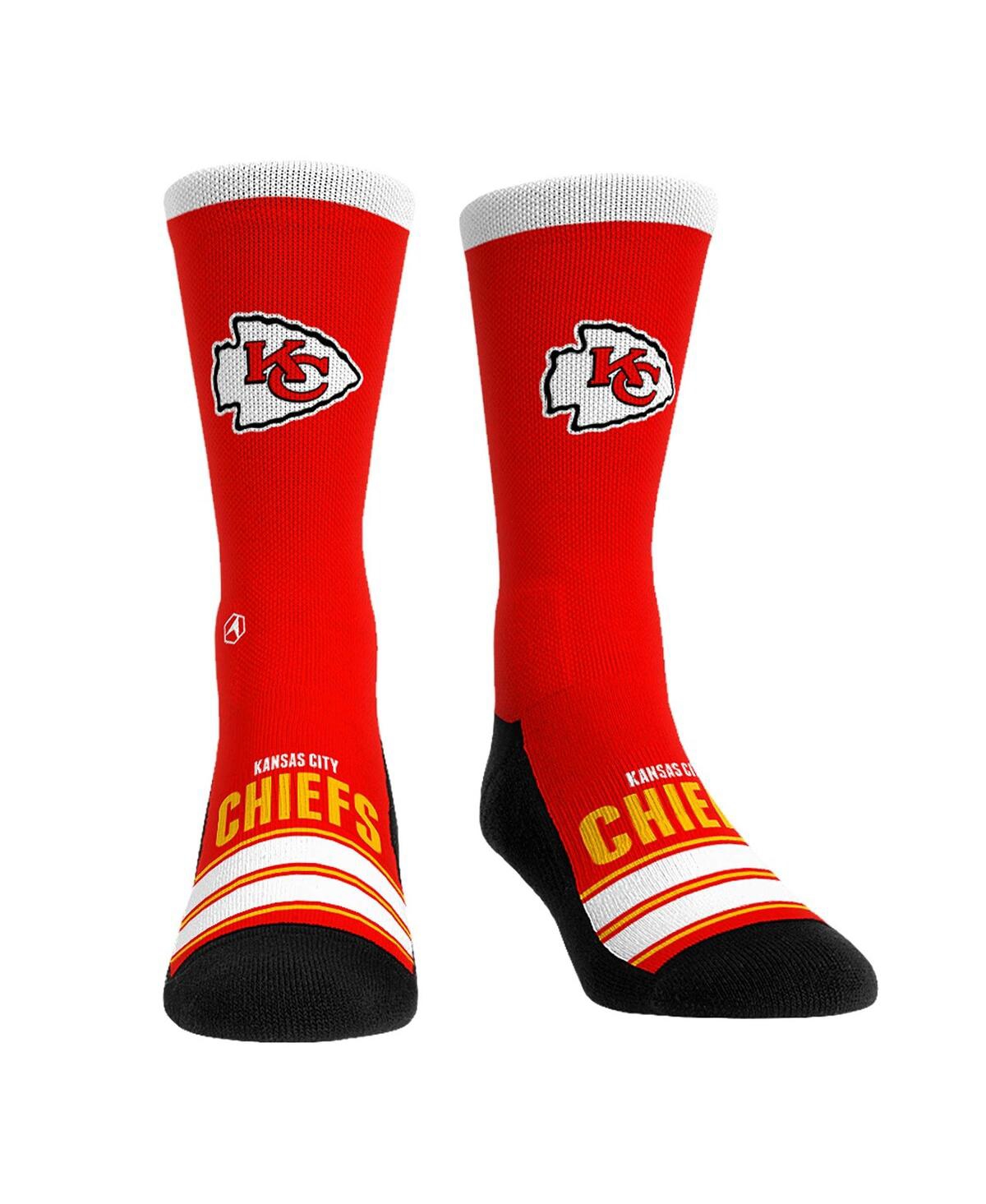 Rock Em' Men's and Women's Kansas City Chiefs Gametime StripeÂ Crew Socks - Red
