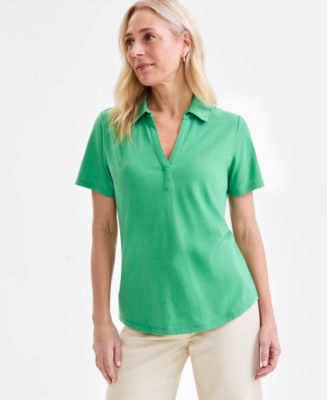 冬ギフト  Style & Co Women's Short-Sleeve Knit Polo Shirt, Exclusively トップス