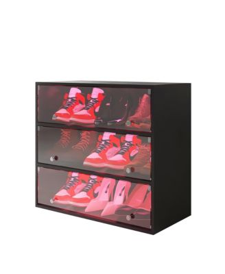 Slickblue 3-Layer LED Light Shoe Box with Glass Doors Elegant Storage ...