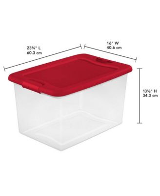 64 Qt. Clear Plastic Latching Lid Storage Bin Container Tote, 12 Pack