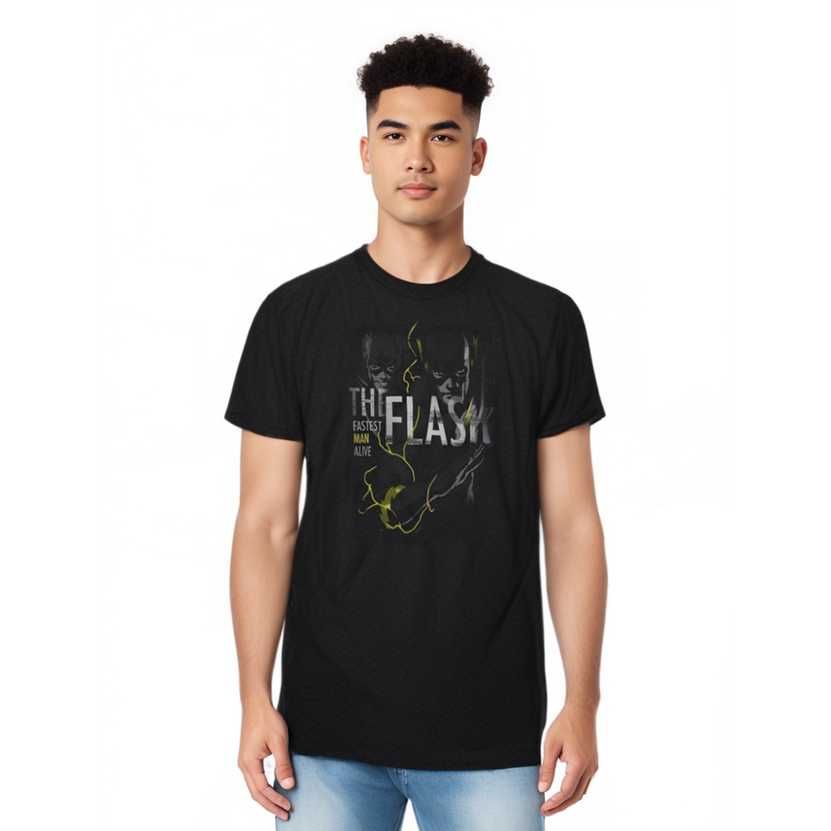 Dc Flash Mens Dc Comics Flash Bold Flash Short Sleeve Adult Tall Tee / T-Shirt - Black