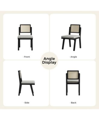 Bert Modern Dining Chair with Woven Rattan Backrest and Solid Wood Legs