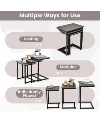 3 Pieces Multifunctional End Table Set