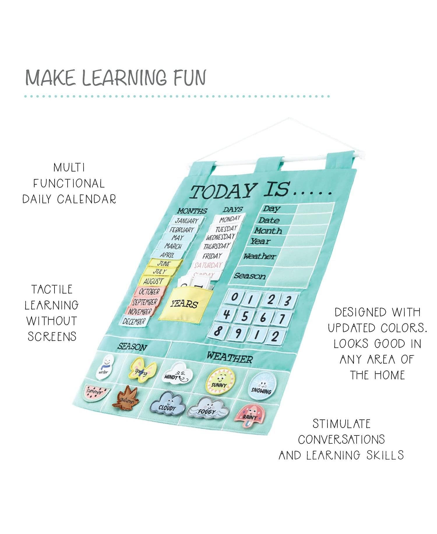 Toddler Children's Learning Calendar, Teal