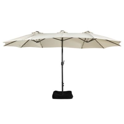 Outdoor Double-Sided Patio Umbrella with Base 36 LED Light Market Umbrella with Cover