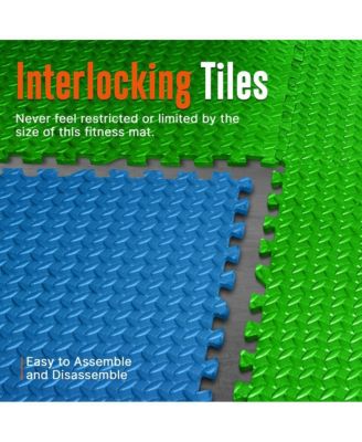 6-Piece Puzzle Exercise Mat, EVA Foam Tiles, Blue/Green