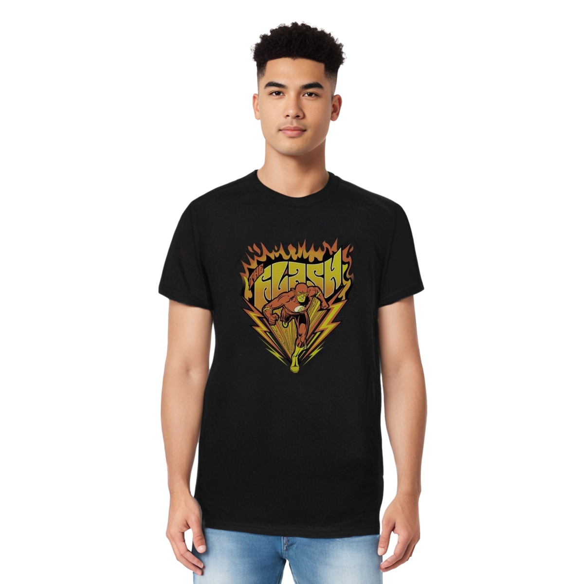 Dc Flash Mens Dc Comics Flash Blazing Speed Short Sleeve Adult Tall Tee / T-Shirt - Black