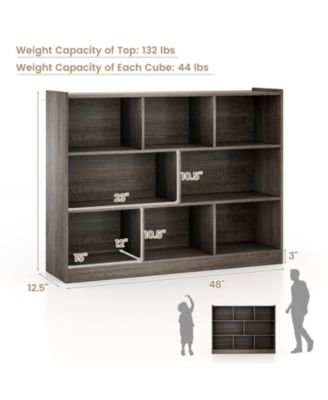 3-Tier Open Bookcase 8-Cube Floor Standing Storage Shelves Display Cabinet