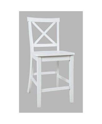 Eastern Tides Coastal Wire-Brushed Wood X-Back Counter Barstool (Set of 2)