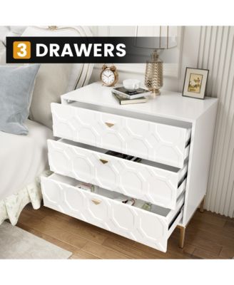 Wooden 3-Drawer Storage Cabinet Table