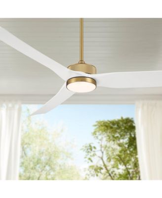 60" Montage Modern Indoor Outdoor Ceiling Fan 3 Blade LED Light Remote Control Soft Brass Finish Bedroom Damp Rated