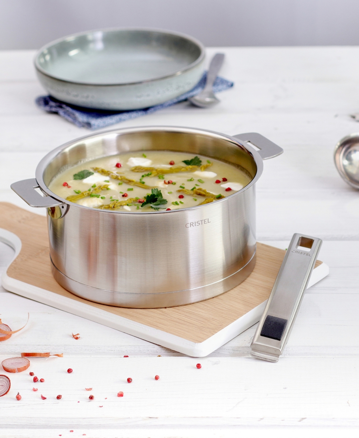 Cristel Stainless Steel Strate 1 Qt. Saucepan Set With Handles In Silver