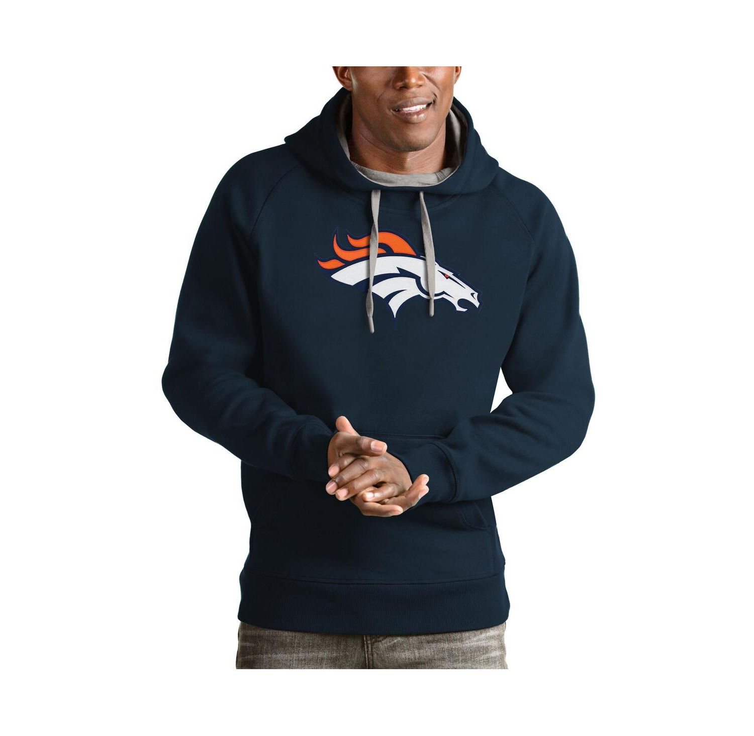 Men's Navy Denver Broncos Victory Pullover Hoodie
