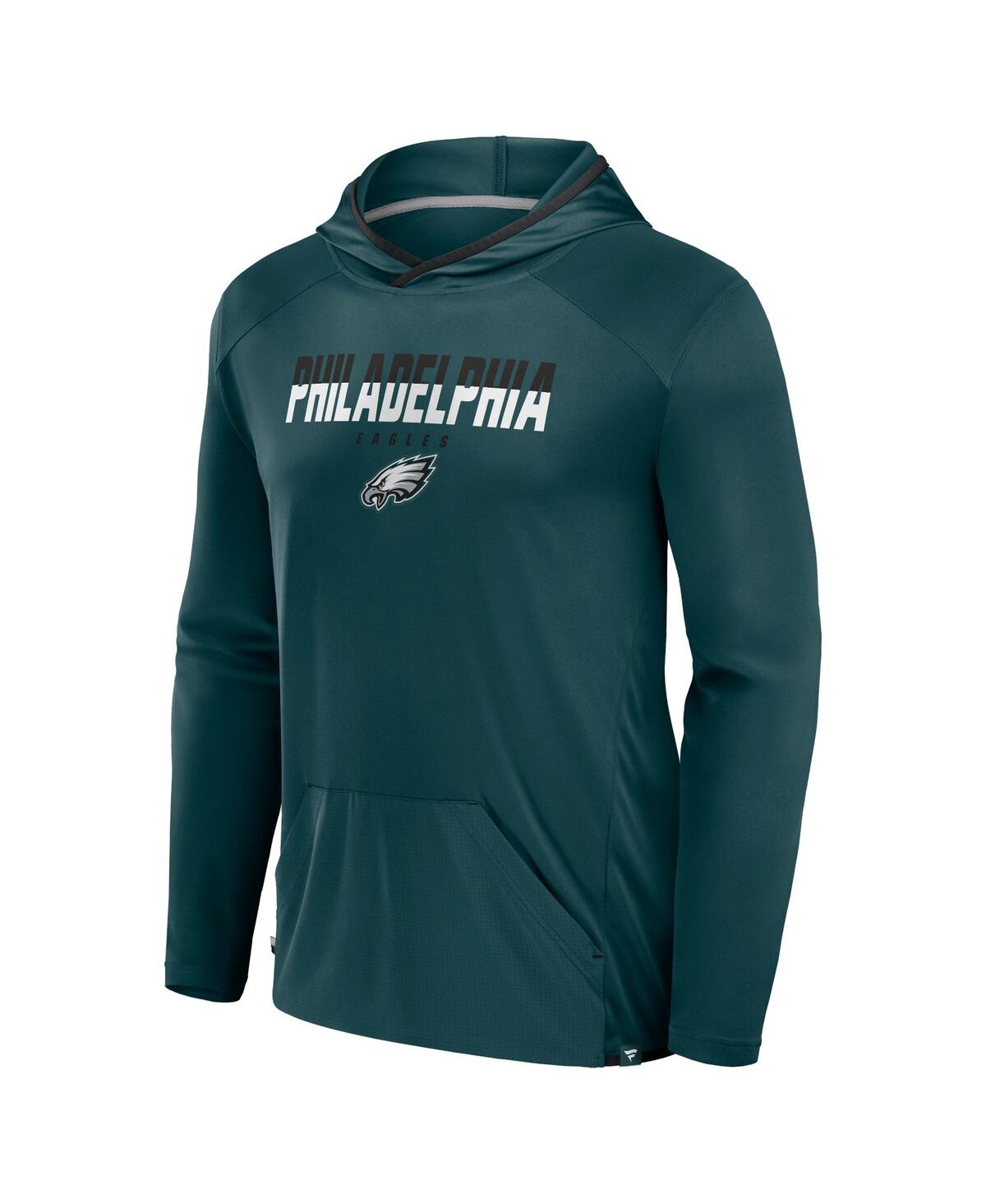 Fanatics Men's Midnight Green Philadelphia Eagles Transitional Defender Hoodie Long Sleeve T-shirt In Green