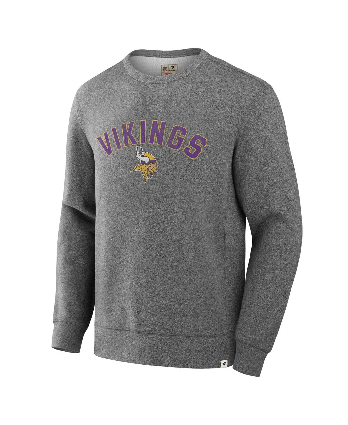 Fanatics Men's Heather Gray Minnesota Vikings Loop Terry Pullover Sweatshirt In Heather Gray